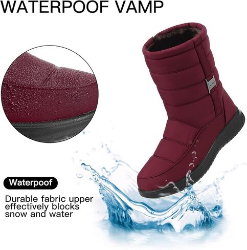 حذاء SWQZVT نسائي للثلج للشتاء بطول منتصف الساق وسحاب مقاوم للماء حذاء كلاريت 9 in Kuwait