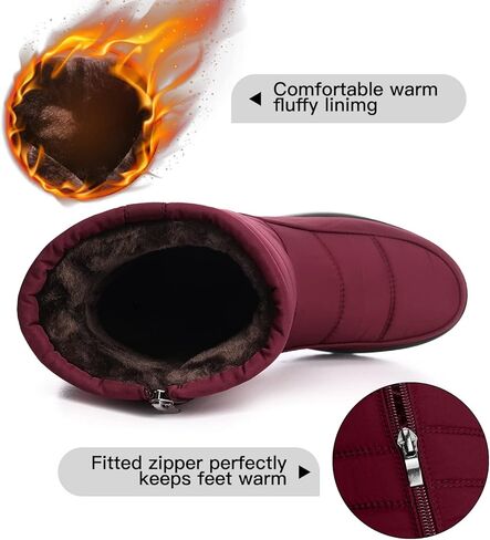 حذاء SWQZVT نسائي للثلج للشتاء بطول منتصف الساق وسحاب مقاوم للماء حذاء كلاريت 9 in Kuwait