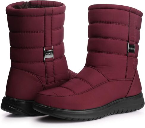 حذاء SWQZVT نسائي للثلج للشتاء بطول منتصف الساق وسحاب مقاوم للماء حذاء كلاريت 9 in Kuwait