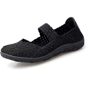 Veroders Women's Mary Jane Sneakers Flats Woven Elastic Wedge Sandals Lightweight Walking Shoes for Work Use in Saudi Arabia
