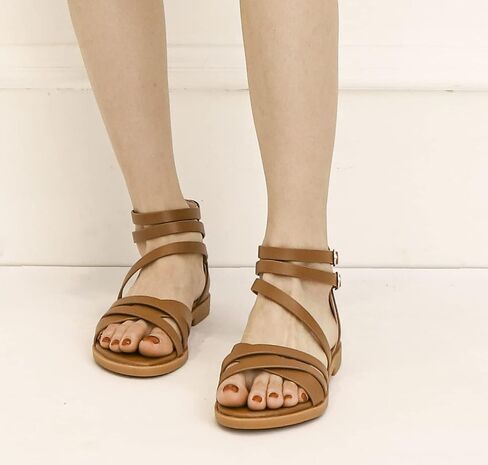 FRALOSHA Women Flat Sandals Dressy Summer Beach Casual low heel Sandal Ankle Strap Shoes with Zipper in Saudi Arabia