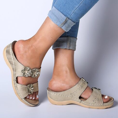 UQGHQO Shoes for Women Sandals Wedges,Women Slip On Wedges Sandals Platform Boho Sandals Comfortable Beach Sandals in Saudi Arabia