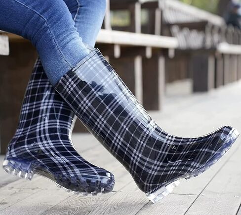 DaeRainy Tall Rain Boots for Women, Knee High Waterproof Slip On Garden Boots in Saudi Arabia
