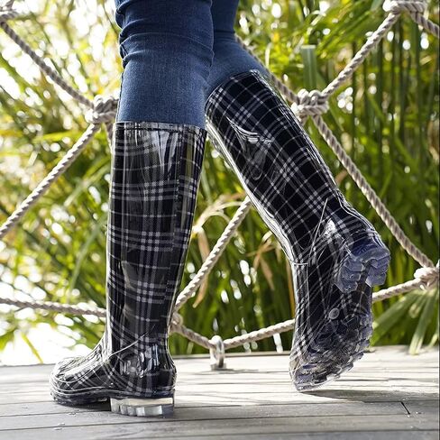 DaeRainy Tall Rain Boots for Women, Knee High Waterproof Slip On Garden Boots in Saudi Arabia