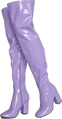 AOSPHIRAYLIAN موضة حذاء بكعب مكتنز فوق الركبة مثير جولة تو الفخذ أحذية عالية للنساء in Kuwait