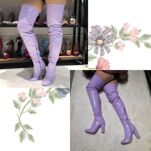 AOSPHIRAYLIAN موضة حذاء بكعب مكتنز فوق الركبة مثير جولة تو الفخذ أحذية عالية للنساء in Kuwait