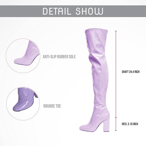 AOSPHIRAYLIAN موضة حذاء بكعب مكتنز فوق الركبة مثير جولة تو الفخذ أحذية عالية للنساء in Kuwait