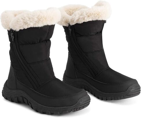 POLAR Womens Memory Foam Twin Zip Opening Pull On Nylon Waterproof Thick Faux Fur Lined Winter Rain Snow Boots in Saudi Arabia