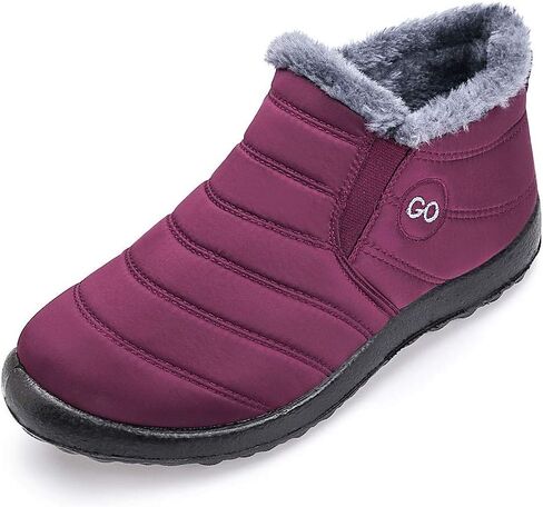 Snow Boots for Women Winter Boot with Comfortable Warm Fur Lined Ankle Booties Outdoor Slip On Waterproof Short Boots in Saudi Arabia