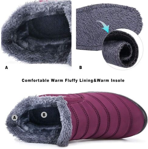 Snow Boots for Women Winter Boot with Comfortable Warm Fur Lined Ankle Booties Outdoor Slip On Waterproof Short Boots in Saudi Arabia
