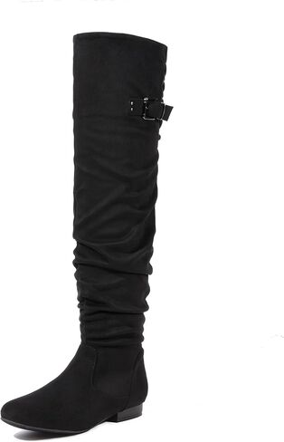 DREAM PAIRS Women's Over The Knee Flats Boots | Comfortable Casual Flat Knee High Boots for Daily Walking Vacation in Kuwait