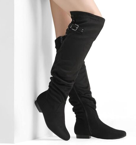 DREAM PAIRS Women's Over The Knee Flats Boots | Comfortable Casual Flat Knee High Boots for Daily Walking Vacation in Kuwait