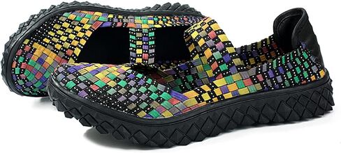 Veroders Women's Mary Jane Sneakers Flats Woven Elastic Wedge Sandals Lightweight Walking Shoes for Work Use in Saudi Arabia