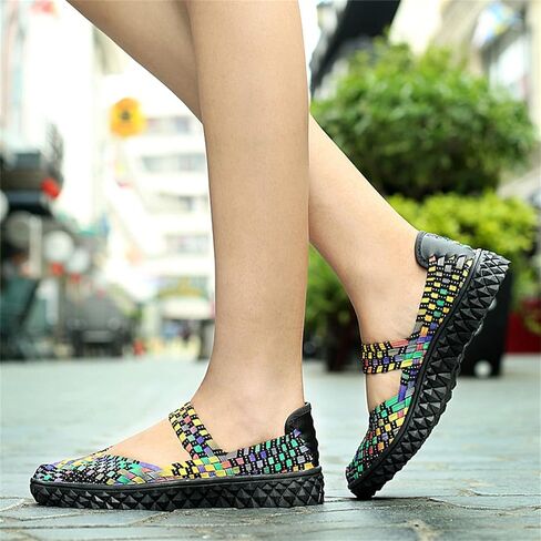 Veroders Women's Mary Jane Sneakers Flats Woven Elastic Wedge Sandals Lightweight Walking Shoes for Work Use in Saudi Arabia