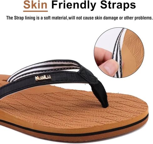 KuaiLu Womens Fashion Flip Flops Ladies Summer Beach Yoga Mat Thong Sandals | Comfortable Lightweight Slip On Arch Support Walking Sandles，Trendy Leather Outfits Plantar Fasciitis Recovery Footwear in Kuwait