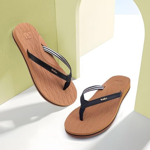 KuaiLu Womens Fashion Flip Flops Ladies Summer Beach Yoga Mat Thong Sandals | Comfortable Lightweight Slip On Arch Support Walking Sandles，Trendy Leather Outfits Plantar Fasciitis Recovery Footwear in Kuwait
