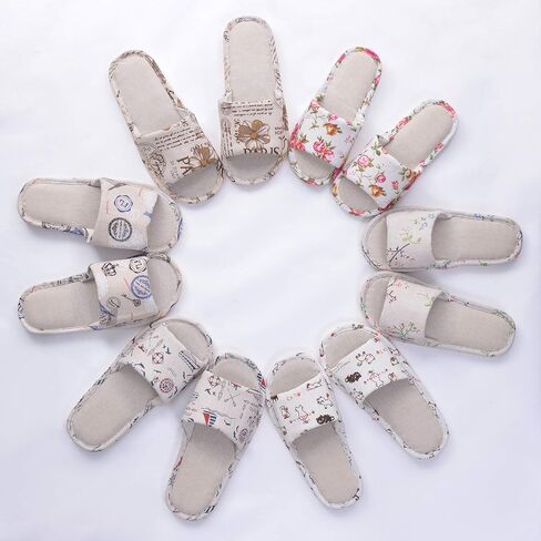 Henoo Womens/Mens House Slippers, Casual Comfort Breathable Cotton Linen Indoor Open-Toe Home Slippers in Saudi Arabia