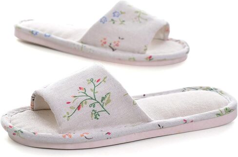 Henoo Womens/Mens House Slippers, Casual Comfort Breathable Cotton Linen Indoor Open-Toe Home Slippers in Saudi Arabia