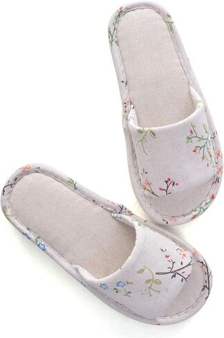 Henoo Womens/Mens House Slippers, Casual Comfort Breathable Cotton Linen Indoor Open-Toe Home Slippers in Saudi Arabia