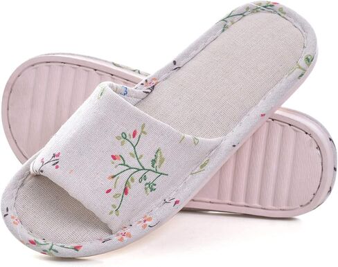 Henoo Womens/Mens House Slippers, Casual Comfort Breathable Cotton Linen Indoor Open-Toe Home Slippers in Saudi Arabia
