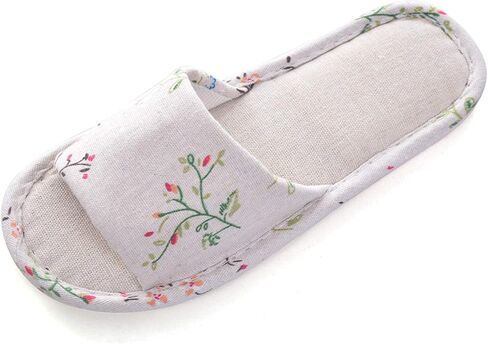 Henoo Womens/Mens House Slippers, Casual Comfort Breathable Cotton Linen Indoor Open-Toe Home Slippers in Saudi Arabia