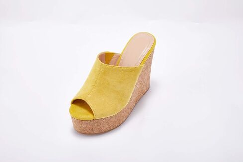 LAICIGO Womens Wedge Platform Slide on Sandals Open Toe Cork Faux Suede Dress Summer Slippers Shoes in Saudi Arabia