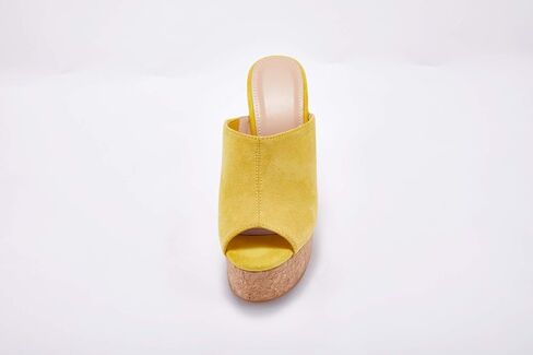 LAICIGO Womens Wedge Platform Slide on Sandals Open Toe Cork Faux Suede Dress Summer Slippers Shoes in Saudi Arabia