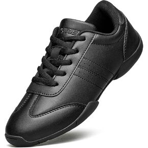 BAXINIER Youth Girls White Cheerleading Dancing Shoes Athletic Training Tennis Walking Breathable Competition Cheer Sneakers