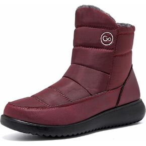 Women Winter Snow Boots Waterproof: Black 8 Warm Mid Calf Boots for Women with Fur Lined - Comfortable Outdoor Slip On Booties Anti-Slip