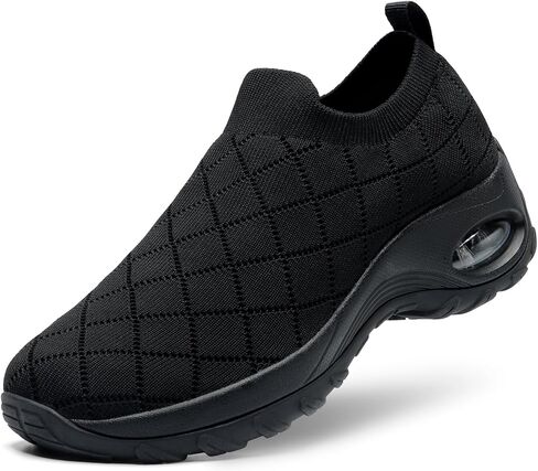 STQ Womens Walking Shoes with Arch Support Non Slip Work Shoes Quilted Slip on Sock Sneakers in Saudi Arabia