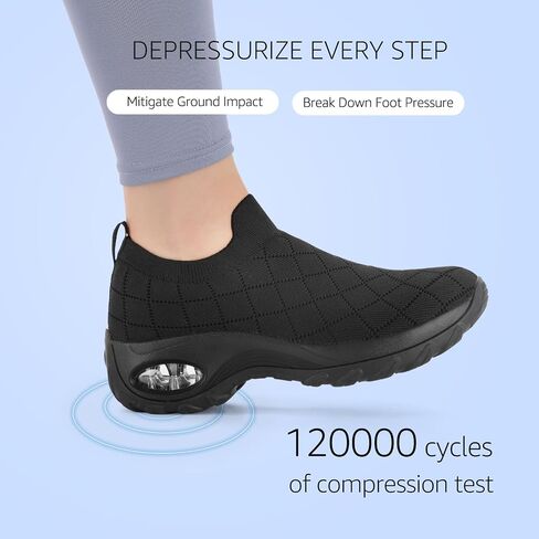 STQ Womens Walking Shoes with Arch Support Non Slip Work Shoes Quilted Slip on Sock Sneakers in Saudi Arabia
