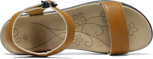 Women's Classic Flat Sandals Leather Open Toes Memory Foam One Band Ankle Strap Adjustable Slip On Shoes in Saudi Arabia