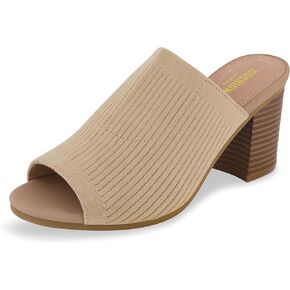 CUSHIONAIRE Women's Nima Knit Heel Sandal +Memory Foam, Wide Widths Available