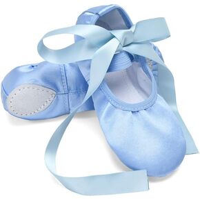 WENDYWU Girls Ballet Dance Shoes Purple Flat Slipper with Ribbon