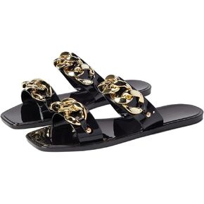 Kenneth Cole New York Women's Naveen Chain Jelly Flatform Slide Sandal, Black, 6 in Saudi Arabia
