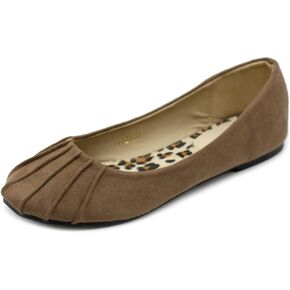 Ollio Women's Ballet Shoe Comfort Faux Suede Flat
