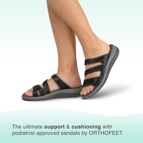 صندل نسائي من Orthofeet مزود بشريط منزلق لتقويم العظام - مثالي لتخفيف الآلام في الصحراء in Kuwait