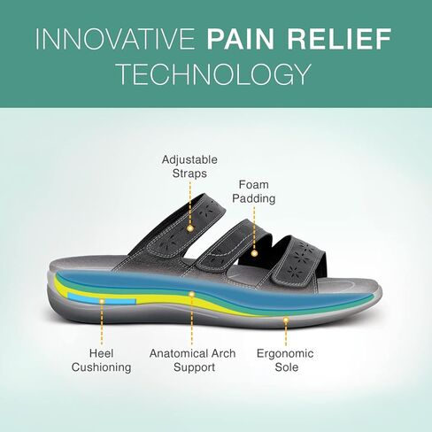 صندل نسائي من Orthofeet مزود بشريط منزلق لتقويم العظام - مثالي لتخفيف الآلام في الصحراء in Kuwait