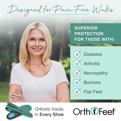 صندل نسائي من Orthofeet مزود بشريط منزلق لتقويم العظام - مثالي لتخفيف الآلام في الصحراء in Kuwait