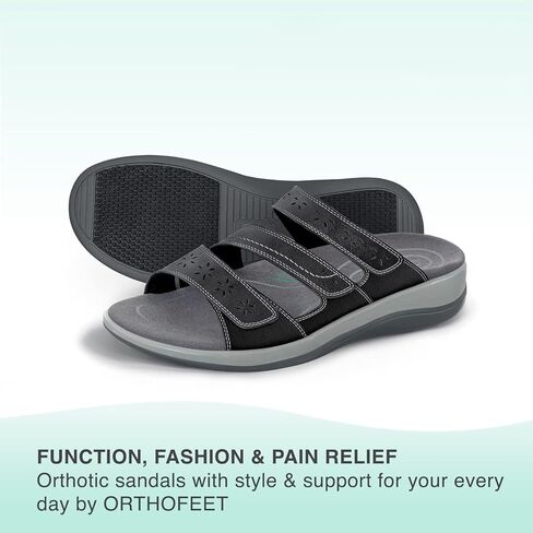 صندل نسائي من Orthofeet مزود بشريط منزلق لتقويم العظام - مثالي لتخفيف الآلام في الصحراء in Kuwait