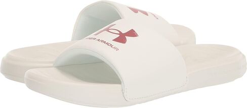 Under Armour Women's Ansa Fixed Strap Slide Sandal, (107) Ivory/Ivory/Red Fusion, 7 in Saudi Arabia