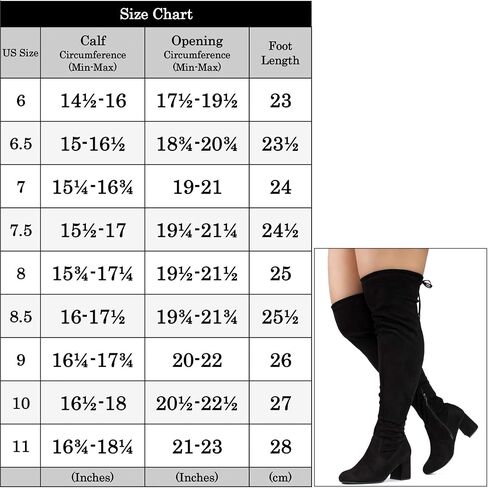 حذاء RF ROOM OF FASHION للسيدات بكعب عريض وواسع وكعب عريض قابل للتمدد فوق الركبة - مناسب للمقاسات الكبيرة in Kuwait