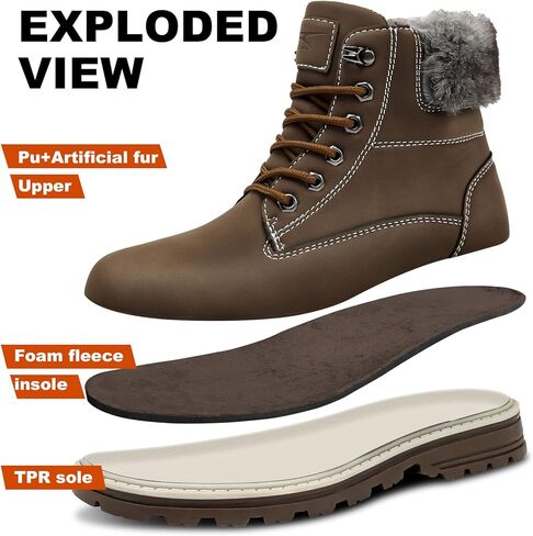 ASHON النساء الثلوج الشتاء الأحذية الدافئة أحذية قتالية مقاومة للماء حذاء من الجلد كعب منخفض أحذية التنزه عدم الانزلاق الجوارب في الهواء الطلق غير رسمية in Kuwait