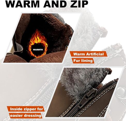 ASHON النساء الثلوج الشتاء الأحذية الدافئة أحذية قتالية مقاومة للماء حذاء من الجلد كعب منخفض أحذية التنزه عدم الانزلاق الجوارب في الهواء الطلق غير رسمية in Kuwait