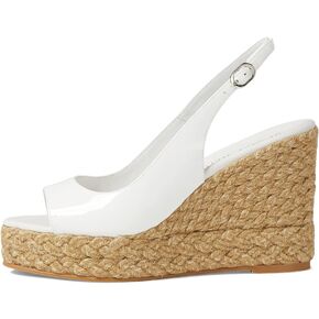 Stuart Weitzman Women's Island Peep-Toe Espadrille Wedge White/Natural