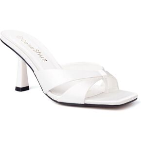 ComeShun Women Kitten Heel Mules Slip On Flip Flops Satin Vamp Thong Heel Sandals in Kuwait