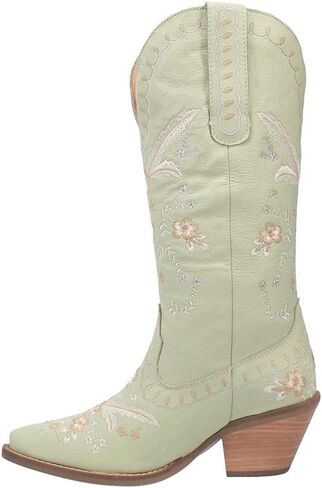 Dingo Womens Full Bloom Floral Round Toe Casual Boots حتى الركبة بكعب متوسط ​​2-3 بوصة - بني in Saudi Arabia