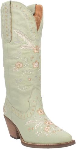 Dingo Womens Full Bloom Floral Round Toe Casual Boots حتى الركبة بكعب متوسط ​​2-3 بوصة - بني in Saudi Arabia