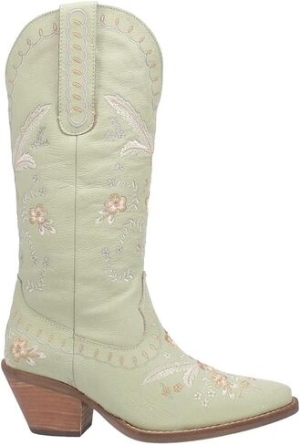 Dingo Womens Full Bloom Floral Round Toe Casual Boots حتى الركبة بكعب متوسط ​​2-3 بوصة - بني in Saudi Arabia