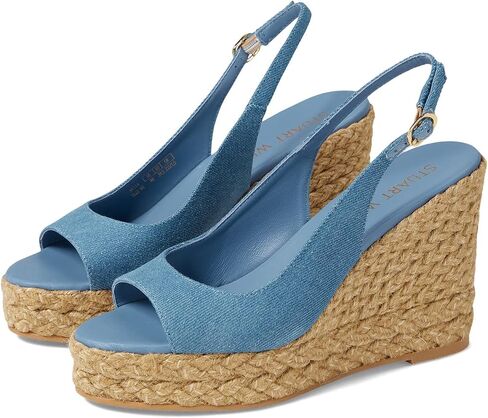 Stuart Weitzman Women's Island Peep-Toe Espadrille Wedge White/Natural in Saudi Arabia